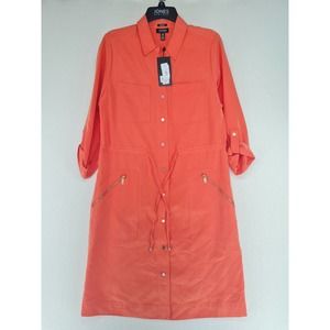 Jones New York Orange Utility Dress with Adjustable waist Size 6 NWT